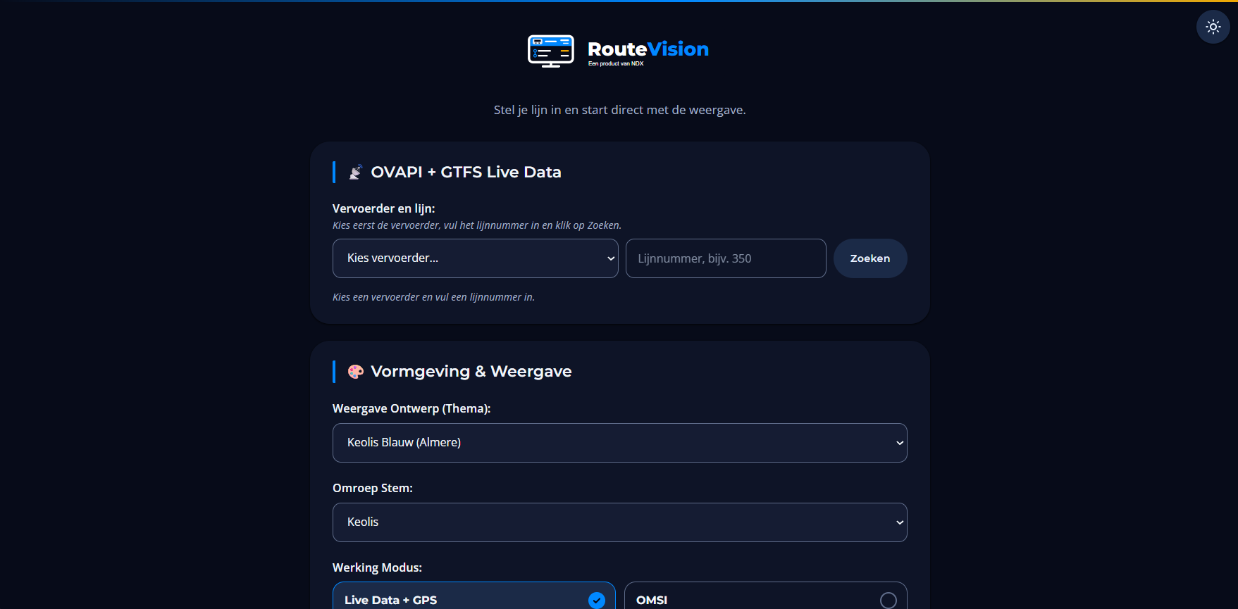 Screenshot van RouteVision